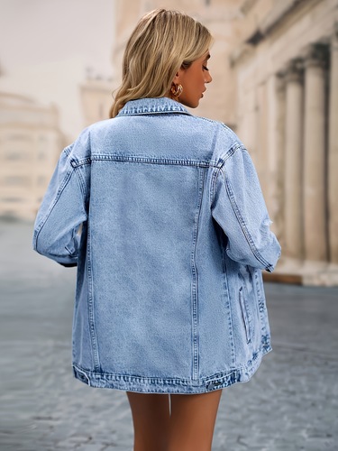 Women's Denim Jacket with Pockets, Fashionable and Cross-border