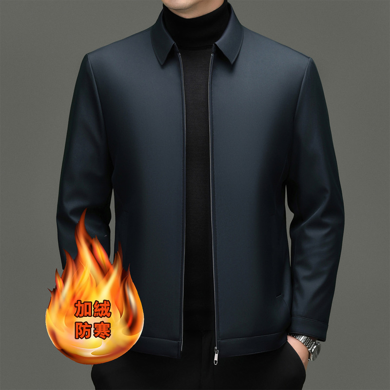 Brand-name, fleece-lined, and thickened jacket, a business-casual cotton coat for autumn and winter, available in plus sizes, a high-quality, warm cotton garment for men