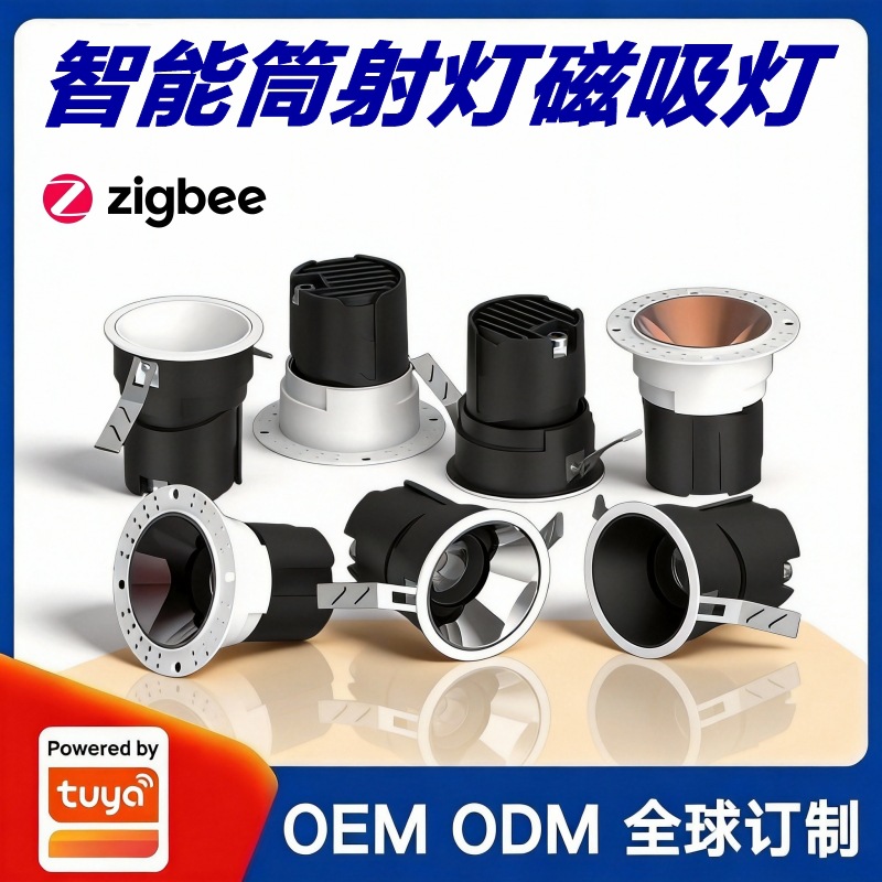 涂鸦方案智能射灯筒灯磁吸轨道洗墙灯手机APP远程遥控RGB调光调色