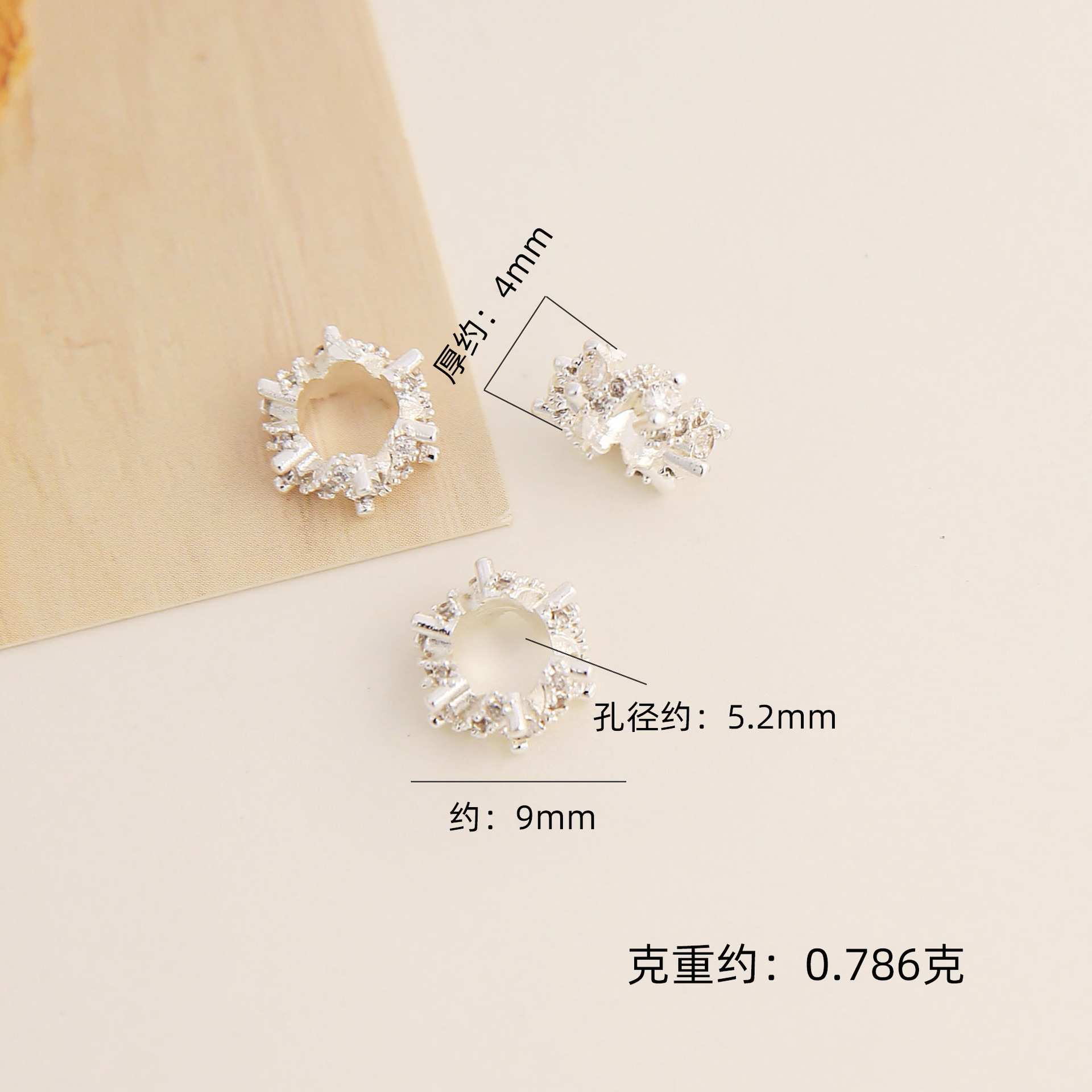 Conservar el color 18k bolsa de oro incrustada en anillos de perforación de zircon, cuentas de separación de cuentas de agujeros grandes, cuentas de separación de cuentas de DIY Crystal hand chain, accesorios de joyería de separación de cuentas