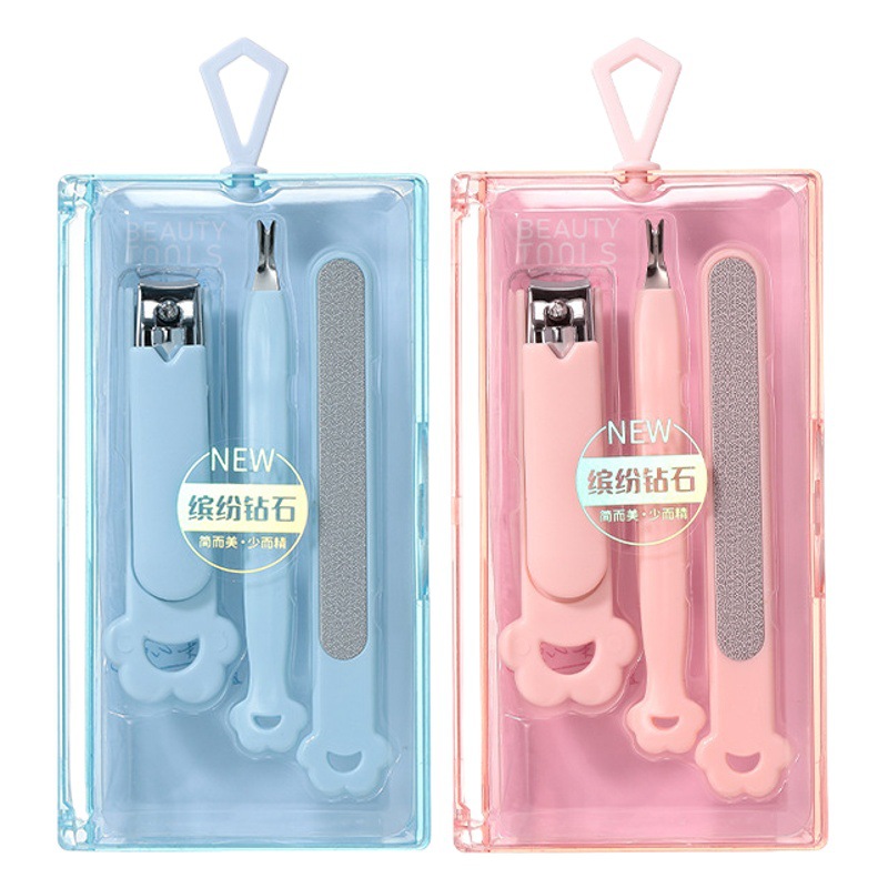 Traje de manicura LMLTOP 3-pieza cortaúñas piel muerta tenedor lima de uñas tira traje SY546