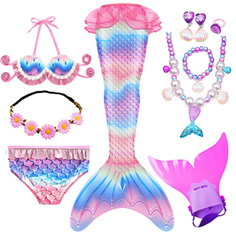 화려한 쓰리피스 세트 + 오리발 + 헤어 액세서리 + 네이키드 5종 세트