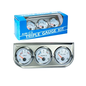 Car Modification Instrument 2-Inch 52mm Voltage/Water Temperature/Hydraulic Triple Combination Instrument