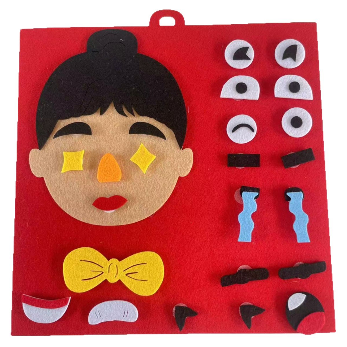 Jardín de infantes educación temprana para niños expresión facial rompecabezas fieltro tela no tejida material de mano bolsa de juguetes de educación temprana