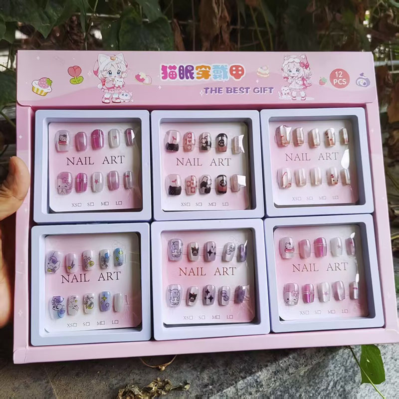 Estampado de ojos de gato con armadura, pegatinas de uñas con gelatina, dibujos animados de estudiantes lindos, desmontables, ponis con armadura image 140