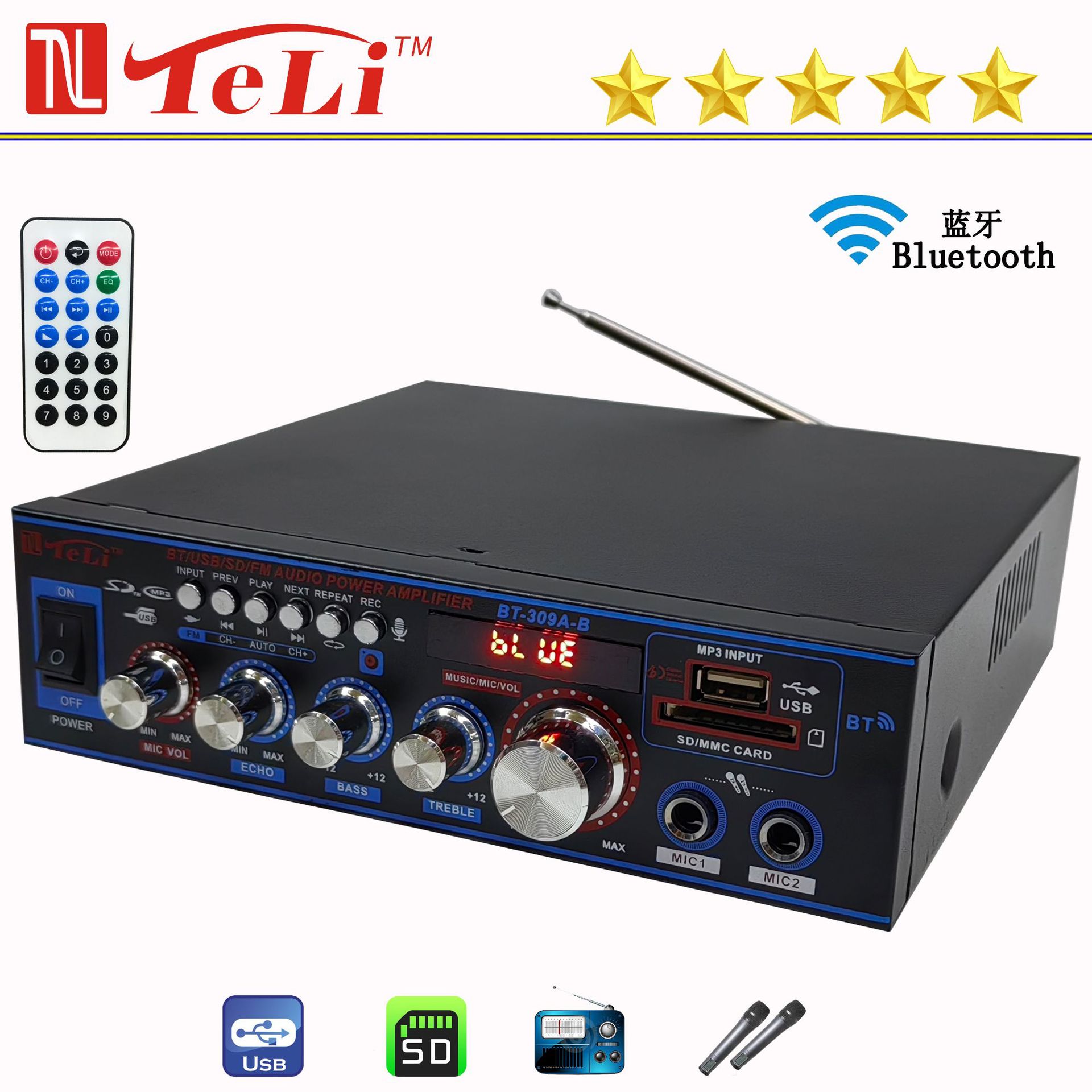Усилитель HiFi черный EU 220V