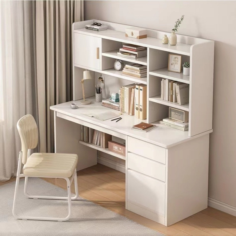 书桌简约学生家用电脑台式桌书桌书架组合一体桌卧室学习写字桌子
