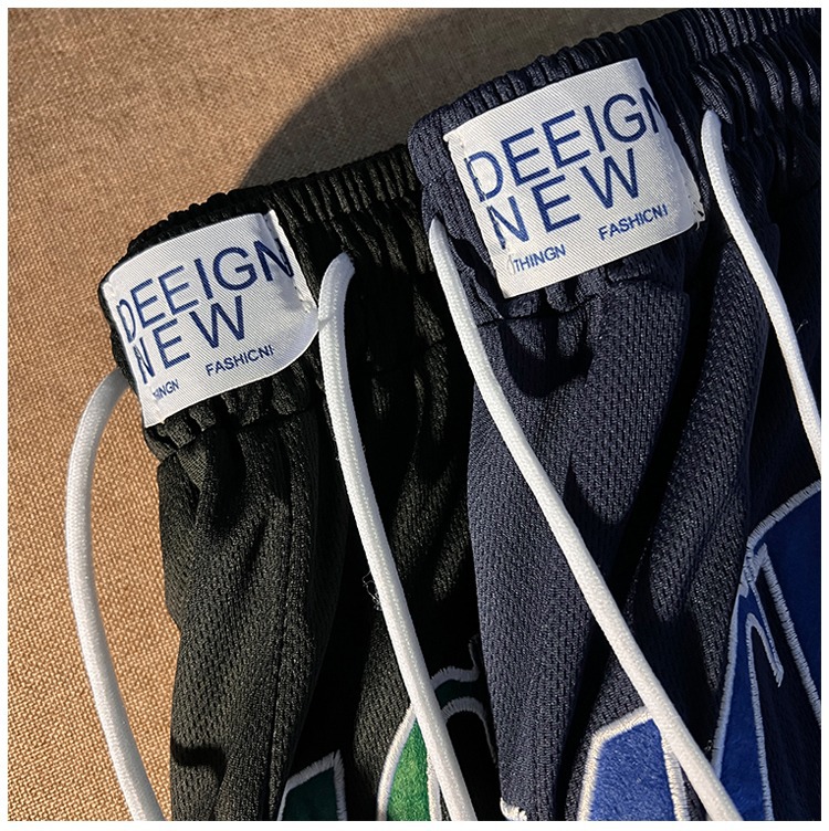 American-style Basketball Embroidered Streetwear Summer Loose-fit Casual Mid-length Sports Shorts Men And Women,_viptrois.com
