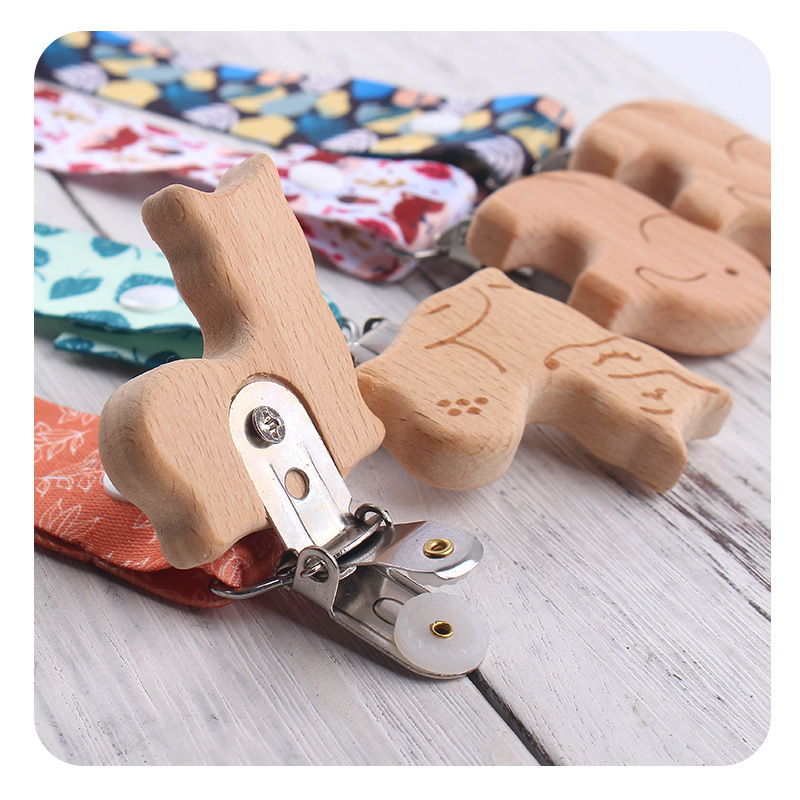 Nuevos productos para bebés de dibujos animados animales de beech chupeta clips desmontable larga cadena de chupeta de tela cadena anti-caída