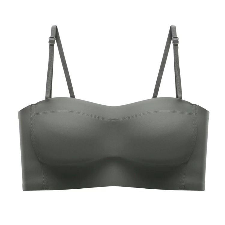 6001 brillante media taza sin tirantes tubo superior ropa interior cómoda de las mujeres sin hilos transpirable taza delgada soporte superior empuja hacia arriba el sujetador