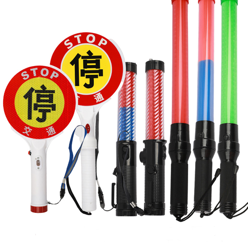 Bastón de fábrica recargable emergencia intermitente palo de advertencia palo luminoso al aire libre mano fluorescente luz de advertencia palo