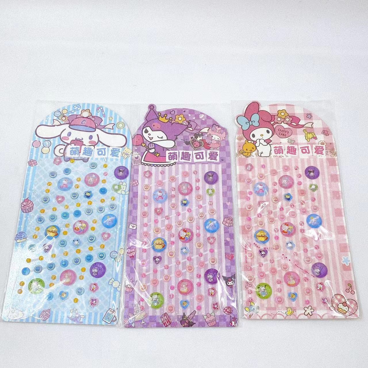 Pegatinas para niños pegatinas acrílicas pegatinas de diamante cartón diy pegatinas de decoración de teléfonos móviles pegatinas en caja de 2 yuanes tienda por departamentos al por mayor