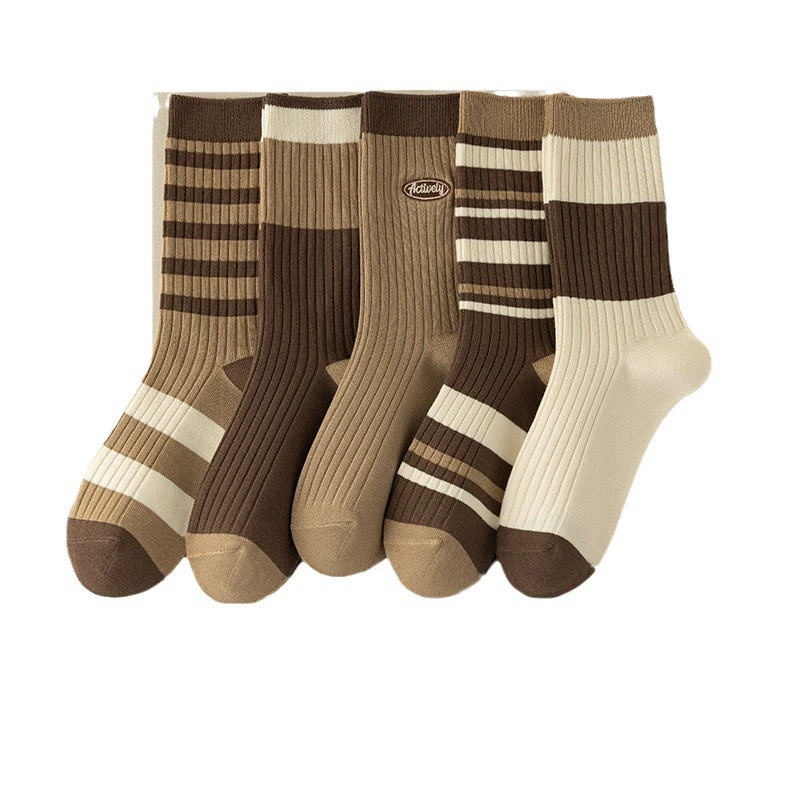 Brand demi-season knee socks, mid-length, Japanese and Korean