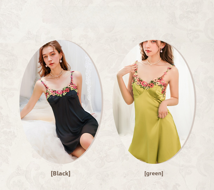 Yiying nouvelle chemise de nuit sexy sangle satin pyjamas femmes été pur désir style chemise de nuit tentation sexy lingerie costume_voghion.com