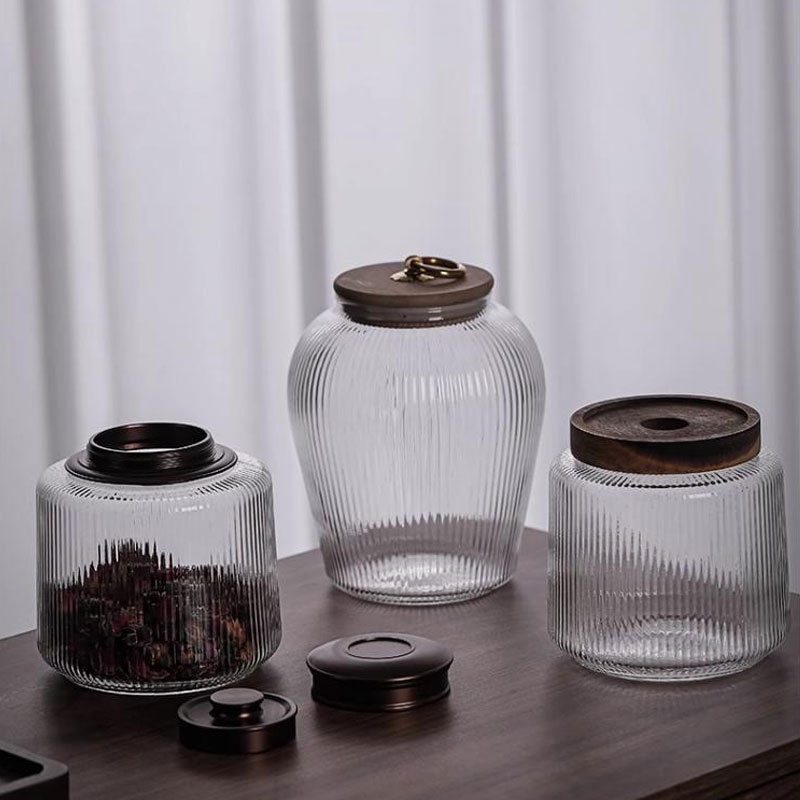 Botella de té de vidrio de alta calidad, botella de almacenamiento, botella de almacenamiento, botella de vacío de café en polvo de grado alimenticio