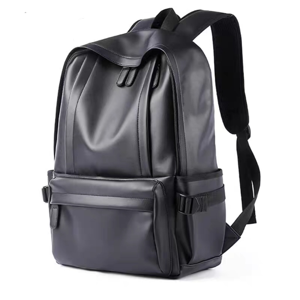 Men's Waterproof PU Backpack, Large Capacity Laptop Bag, Suitable For Commuting, Travel, Business Trips, And College_voghion.com