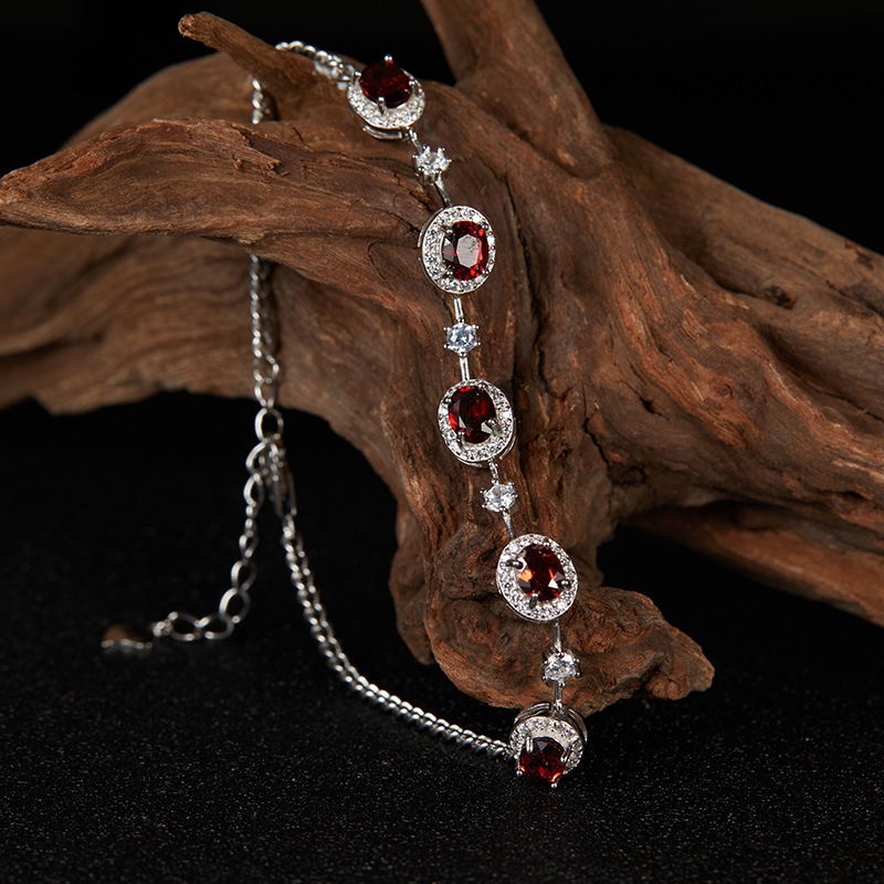 4g Weight Bracelets Classification 925 sterling silver Chain Material 1 Piece Quantity Date, Tea Party Occasion 925 Sterling Silver, Garnet, Apatite Material Geometric Pattern All Seasons Season Women's Gender Simple Style, Shiny Style 925 Sterling Silver Garnet Apatite Geometric Bracelets 11