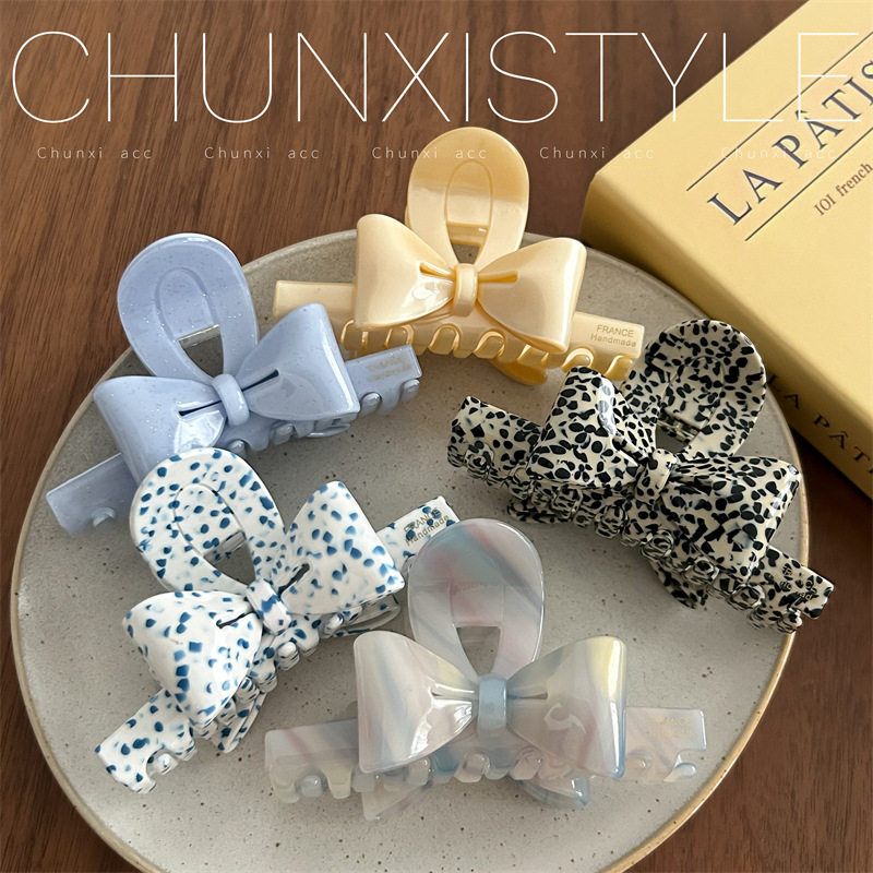 Quality design elegant cute crab pin with bow, shark, french style, trend of season