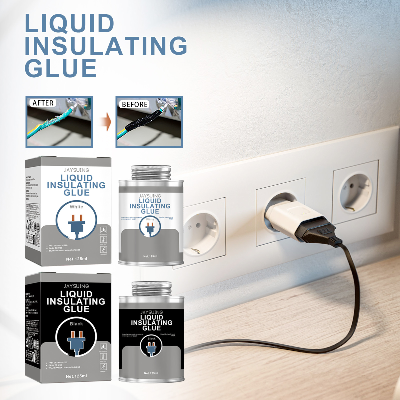 Jaysuing绝缘胶 防水防漏电耐高温持久坚固耐用透明无味液态胶体