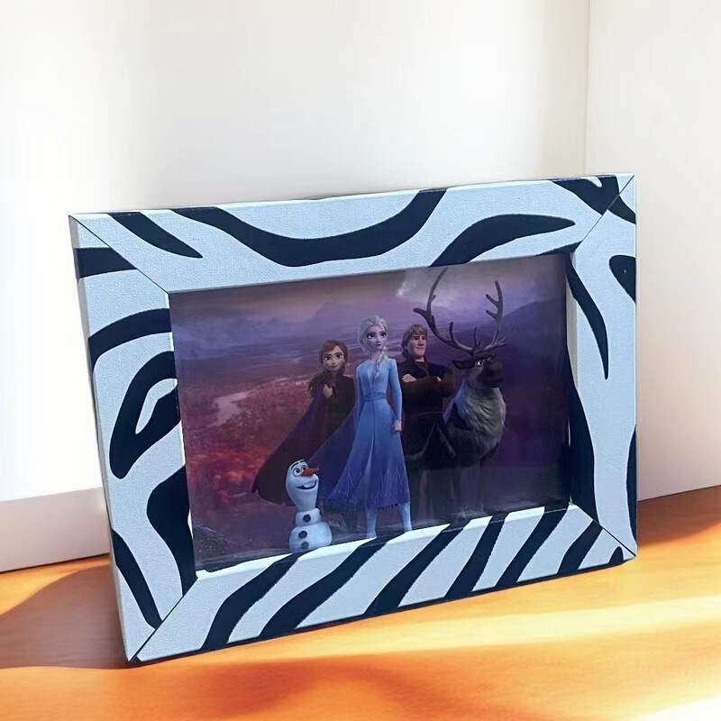 Creative Medium Fiber Zebra Pattern Photo Frame Exquisite Density Board Uv Photo Frame Table Model Room Living Room Home Table