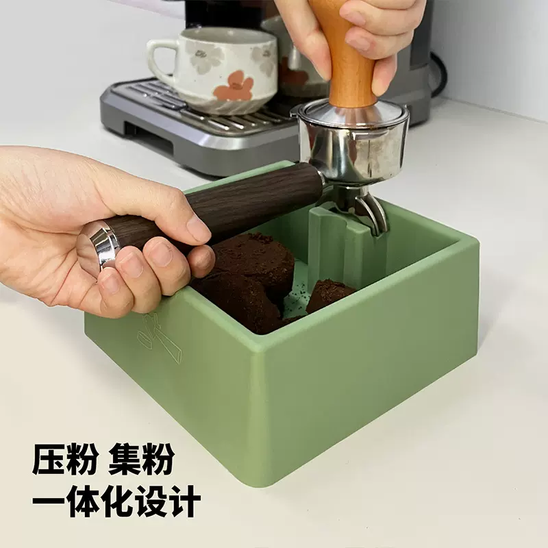 咖啡敲渣桶器具工具废粉饼多功能收纳盒硅胶咖啡粉渣盒手柄布粉器
