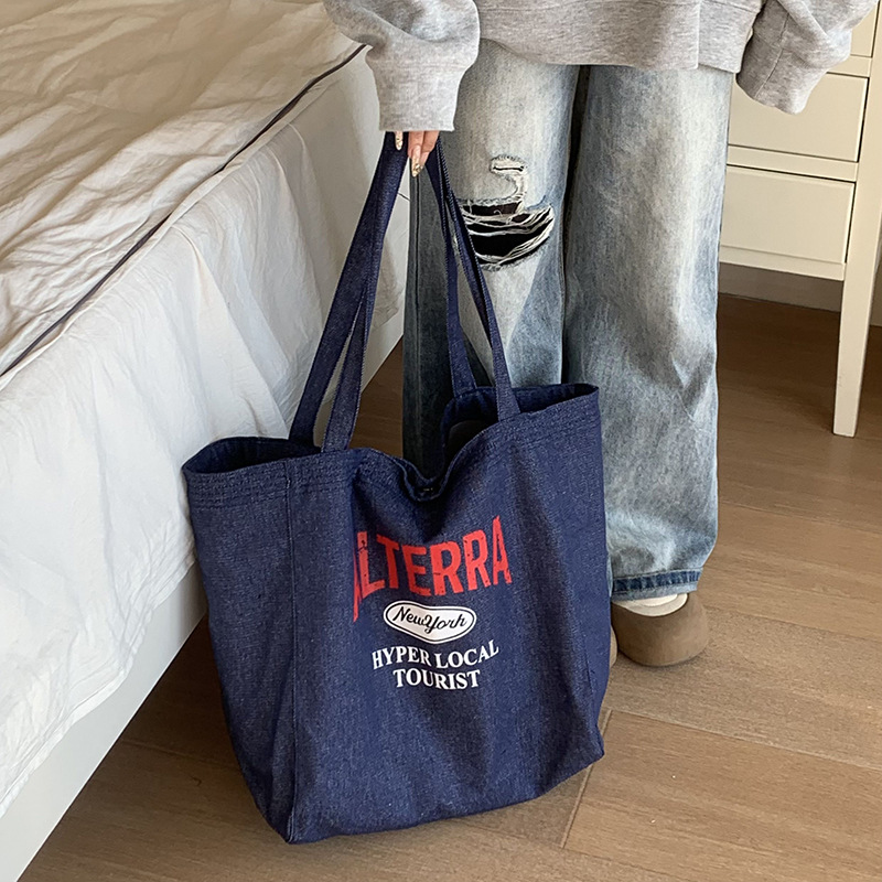 Bolso de hombro nuevo estilo casual versátil bolso denim Terber gran capacidad bolso tote nicho mochila bolso de lona