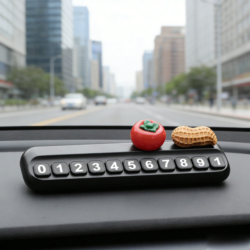 Tarjeta telefónica de movimiento de automóviles, tarjeta de estacionamiento temporal de frutas de litchi, adornos creativos de automóviles
