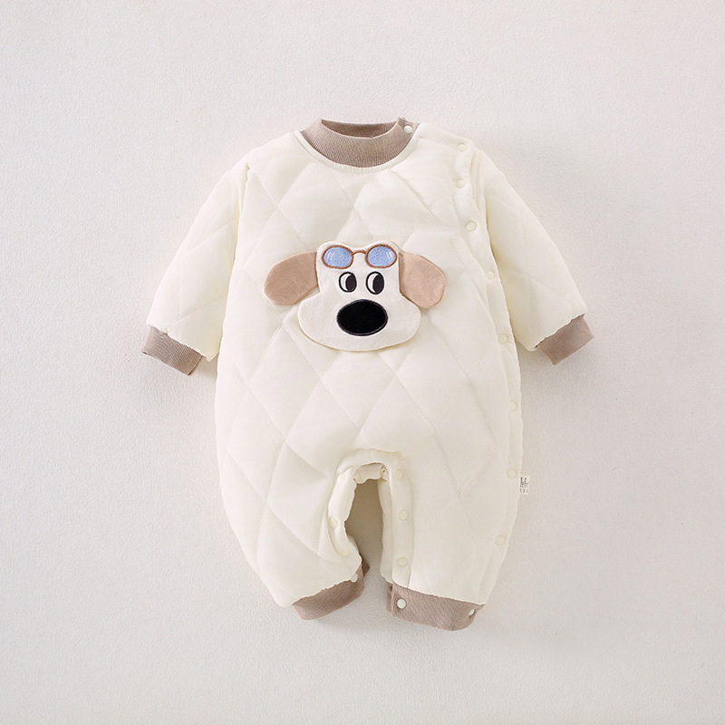 秋冬季新生婴儿衣服加厚夹棉连体衣男女宝宝可爱棉花衣棉服哈衣|undefined