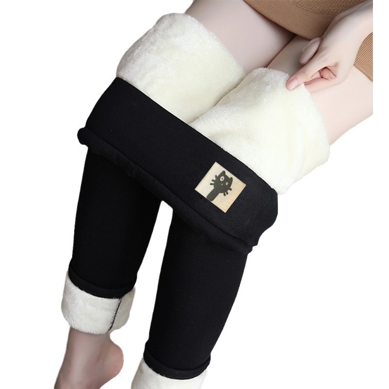Abbigliamento donna leggings in pelle di agnello con bordo in velluto leggero collant da donna pantaloni caldi_voghion.com
