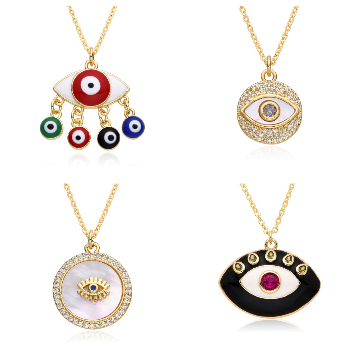 15g Weight Zircon Inlay Material Pendant Necklace Classification cable chain Chain Type 1 Piece Quantity Daily Occasion Copper Material Eye Pattern Women's Gender Plating, Inlay Design Retro, Classic Style Style Copper Retro Classic Style Eye Plating Inlay Zircon Pendant Necklace 1