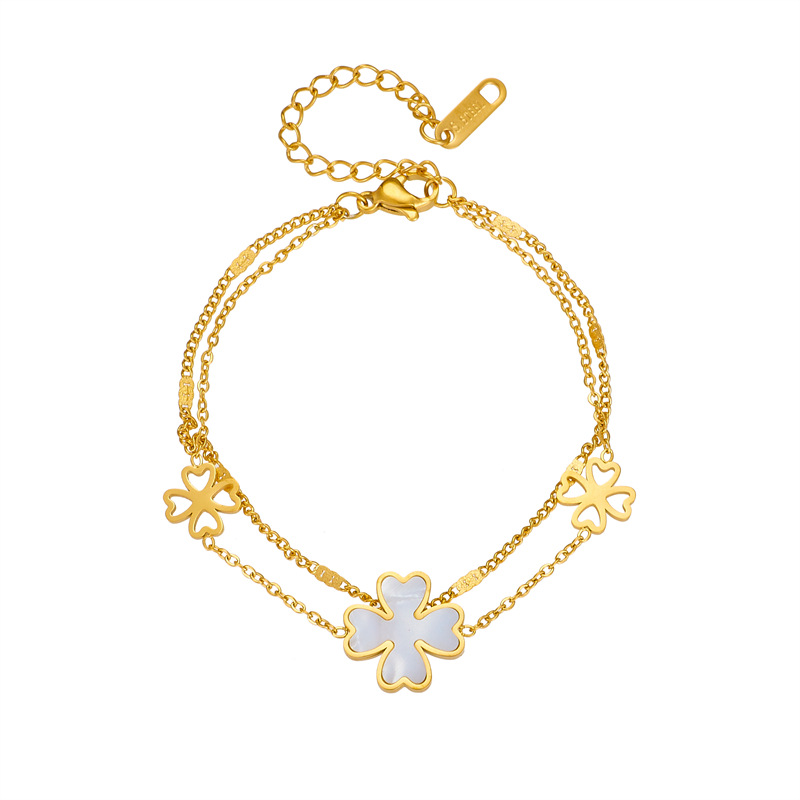 18g Weight Vacuum Plating Gold Plating Process 18K Gold Plated Plating Material Titanium Steel Pendant Material Acrylic Inlay Material Simple Style Heart Shape Titanium Steel 18K Gold Plated Acrylic Bracelets In Bulk