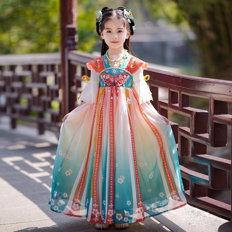 Girls' Hanfu Antique Super Fairy Tang Suit Women's Chinese Style Chest-length Dress for Baby Girls 2024 New Children's dress