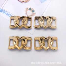 2022年新款鞋扣 三环扣桃心UV镀鞋扣鞋辅料