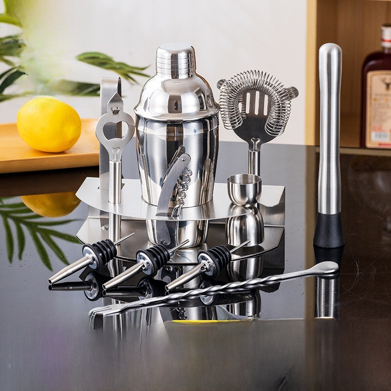 现货调酒器套装 不锈钢调酒工具套装7件套  12件套 LOGO雪克杯