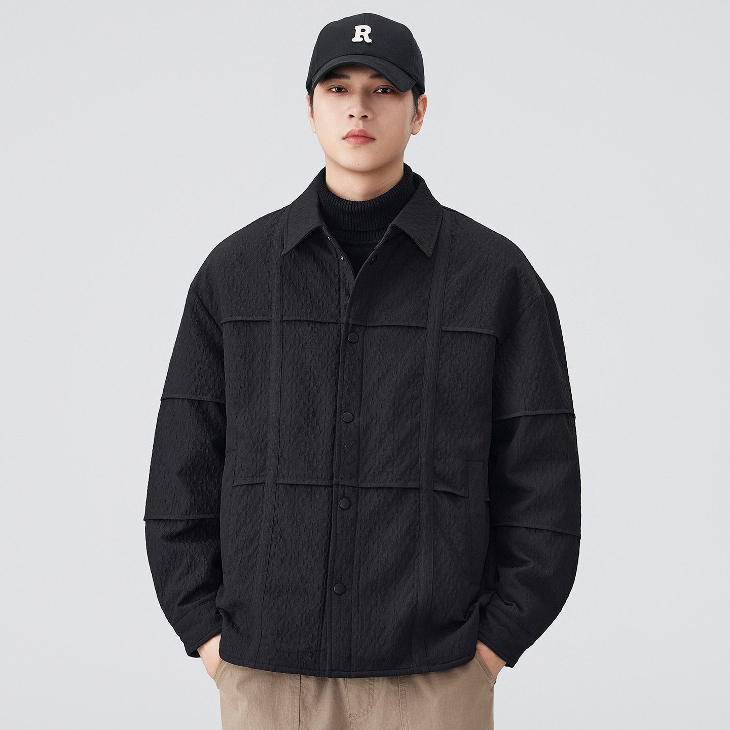 Chaqueta de plumón hombre ligera delgada solapa empalmada abrigo de plumón cálido 2025 invierno nuevo estilo casual color sólido universal