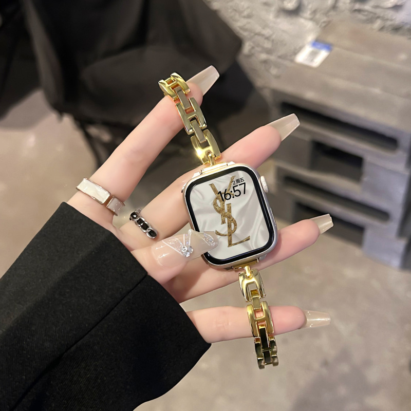 For Apple Watch Strap New Love Horse H Chain iWatchS10 Metal Fashion Women applewatch Cross Border