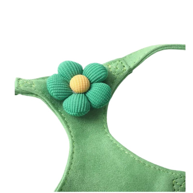 Aminger New Silk Velvet Candy Color Flower Leash Set Pet Harness Cat_voghion.com