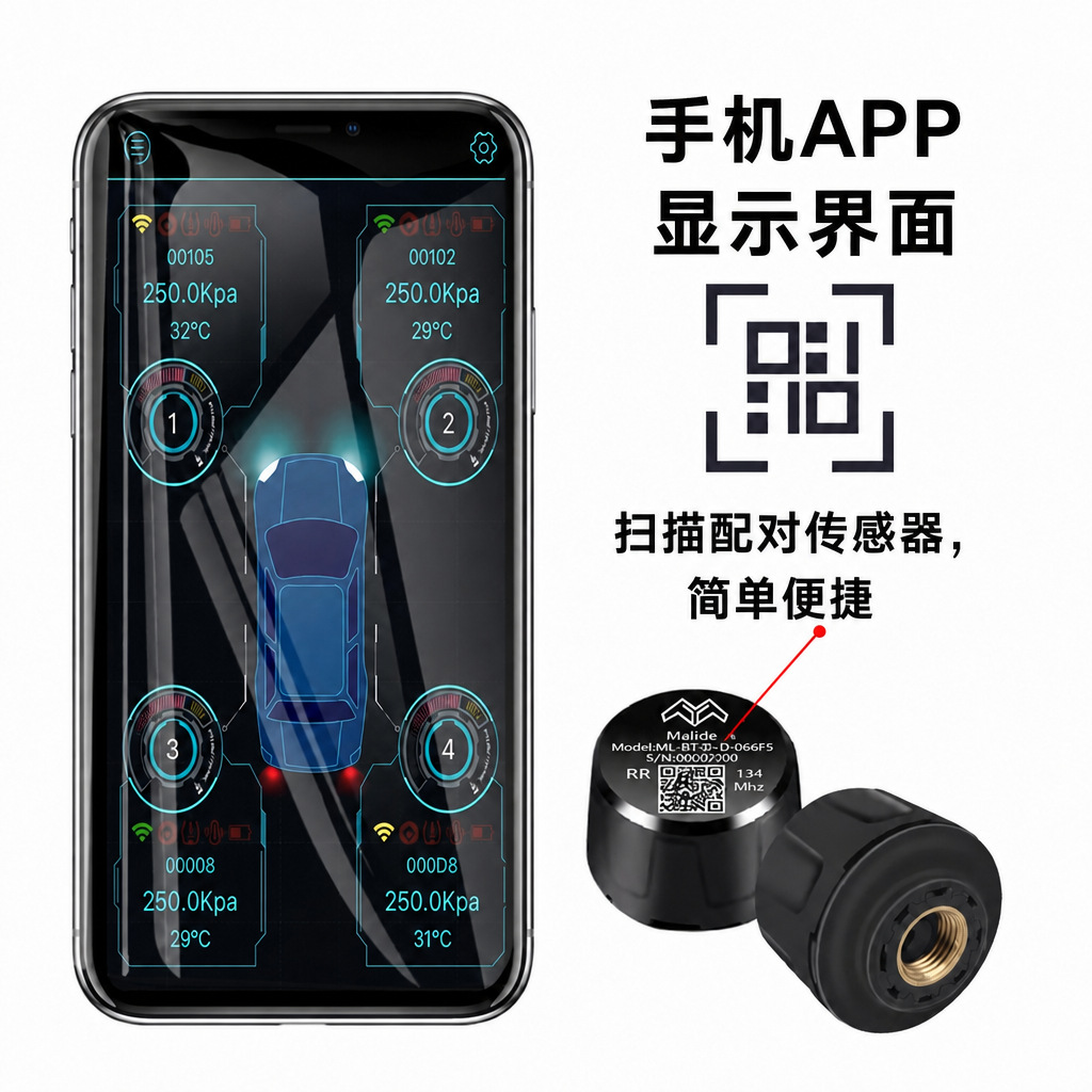 Miled Bluetooth External Tire Pressure Monitoring System Wireless Mobile Phone APP Universal TPMS for Cars
