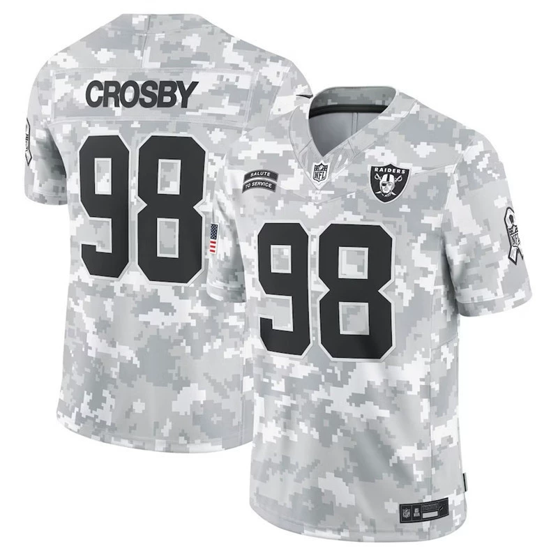 Джерси 2025 Football NFL Raiders Лас-Вегас Рейдерс 98, К Crosby Джентльмены и женщины