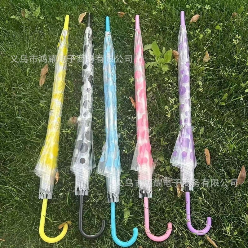 子供用傘つや消し透明半透明ドットカラー直棒特別卸売手動女性モデル環境に優しい使い捨て|undefined