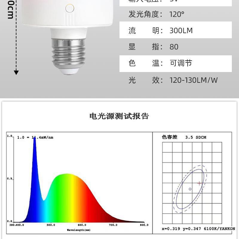 电池供电球泡RGB遥控无线可拆卸灯泡非硬接线壁灯台灯光源 可充电