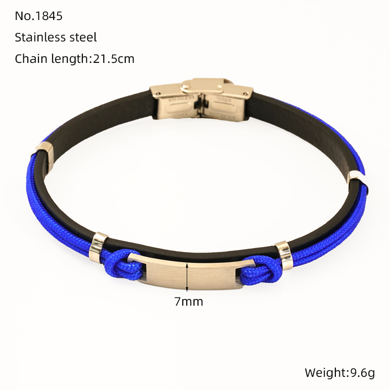 Pulsera trenzada de cuero de acero de barco, cuerdas de cuero para hombres y mujeres, joyas de mano geniales, no se desvanecen, pulseras al por mayor.