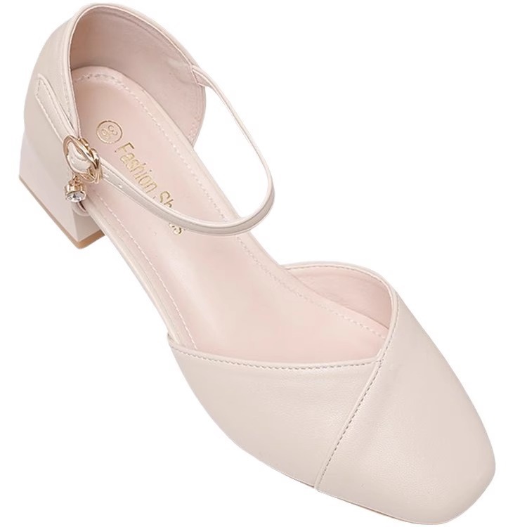 Baotou Sandals Women's Thick Heel 2025 Summer New Fairy Style Dress High Heel Shoes with Buckle Mid Heel Shoes