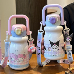 库洛米儿童保温杯 可爱小学生上学专用女生高颜值316不锈钢双饮杯