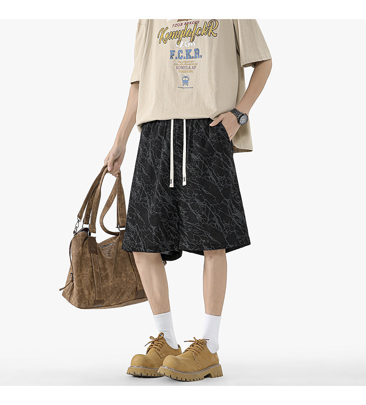Men's Plus Size Casual Shorts Hong Kong Style Summer Thin Loose Straight Breathable Five Point Shorts Versatile Men's Clothing_viptrois.com