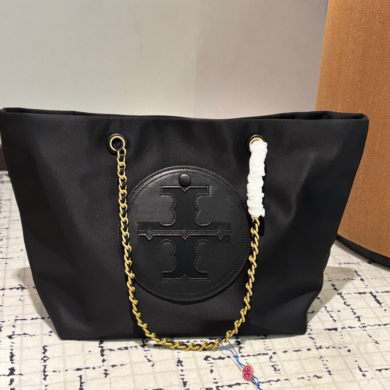 Tb Nylon Large Shopping Bag with Chain Shoulder Strap, Single Shoulder Bag, Underarm Bag, Women's Bag, Fashionable, Versatile, Large Capacity, Lightweight