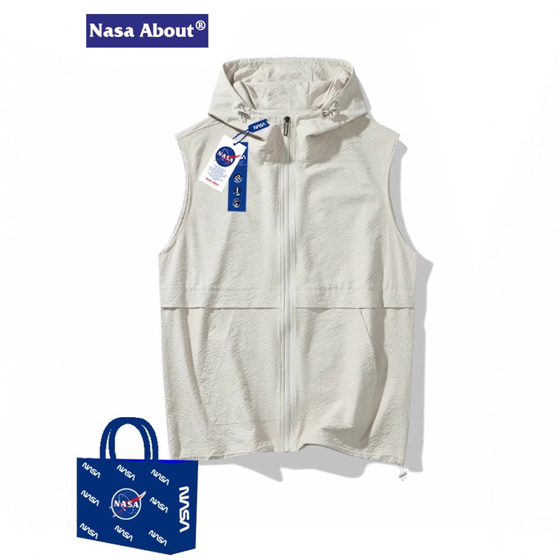 Nasa Co-Branded Trendy Youth Vest for Men 2026 New Summer American-Style Loose Hooded Casual Cardigan Vest Nasa Co-Branded Trendy Youth Vest for Men 2026 New Summer American-Style Loose Hooded Casual Cardigan Vest