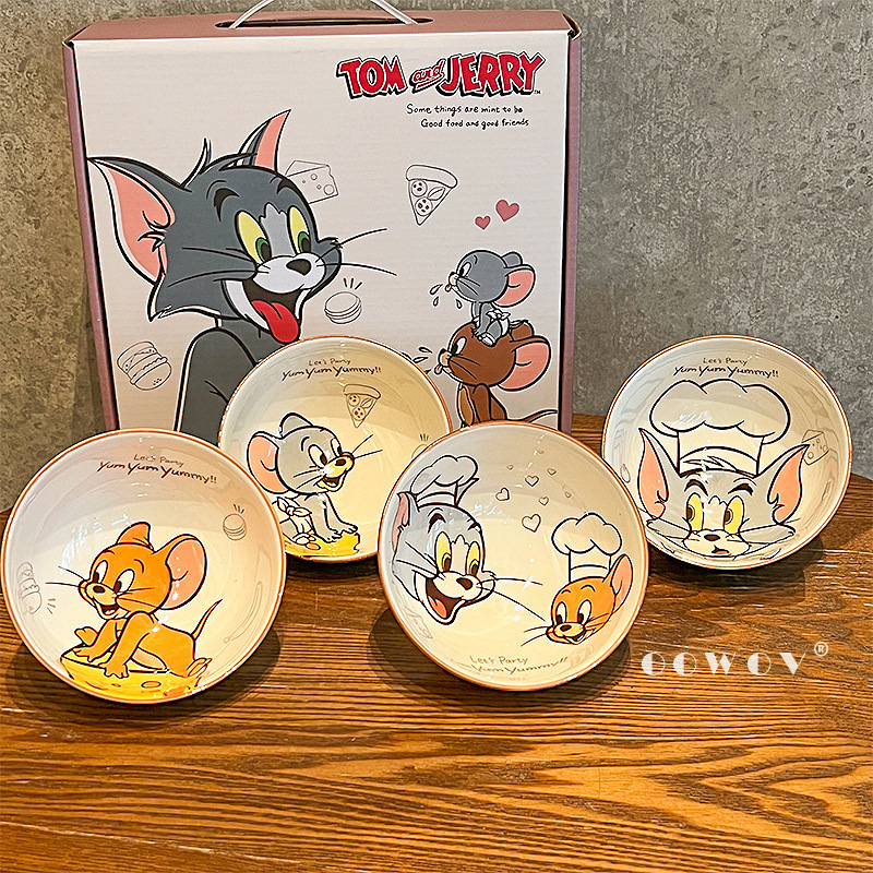 トムとジェリーのライスボウル家庭用子供のかわいい漫画セラミック食器セット新築祝いのお土産誕生日ギフト|undefined