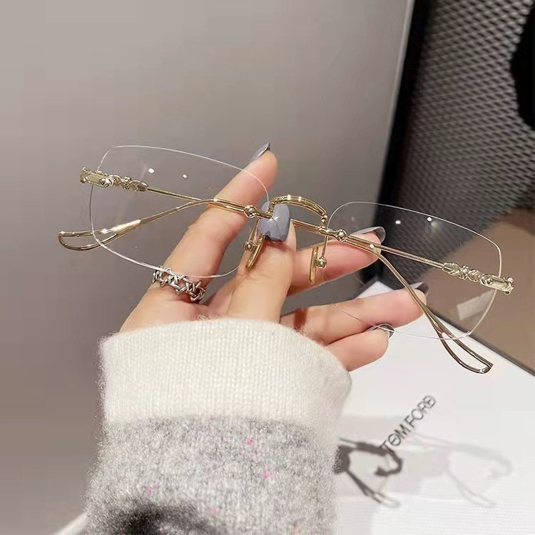 新型金属フレームなしブルーライト老眼鏡近視鏡男性ファッション中高年高精細老眼鏡女性