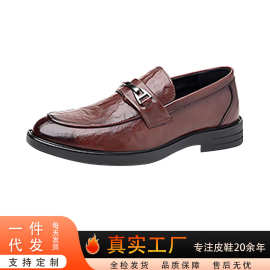 外贸大码男真皮软皮乐鞋正装商务休闲鞋春季软底一脚蹬懒人鞋皮鞋